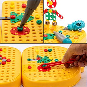 Kit Criativo de Ferramentas Infantil PREMIUM, Maleta com 65 Peças, Brinquedo Educativo de Habilidades Montar e Desmontar