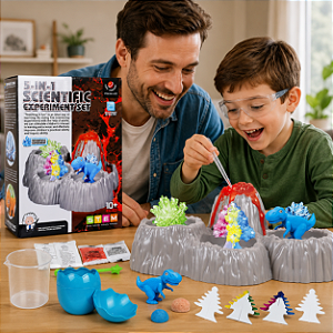 Kit de Experimentos Científicos sobre Vulcões 5 em 1 - Brinquedo Educativo STEM Definitivo para Crianças de 6 a 12 Anos