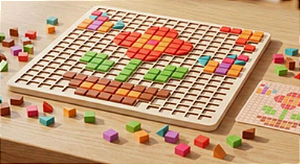 Pixel Puzzle de Madeira – Quebra-Cabeça Educativo