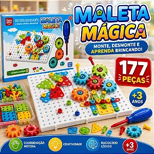 Maleta Criativa 177 Peças Monte Desmonte Engrenagens