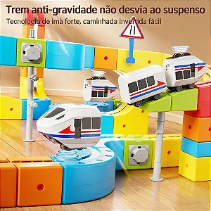 Pista trem Magnético Elétrico infantil blocos Track Track Kit 80