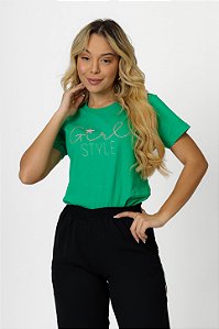 T-SHIRT BORDADA - GIRLS STYLE - VERDE