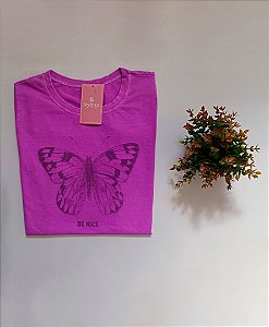 T-SHIRT ESTONADA - BORBOLETA BE NICE - ROXA