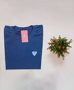 T-SHIRT ESTONADA - CORAÇÃO - AZUL