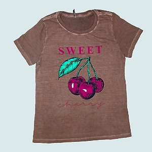 T-SHIRT ESTONADA - CEREJA - MARROM