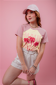T-SHIRT RAGLAN - MAUI - OFF/ROSA