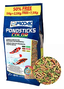 Ração Para Carpas Prodac Pond Sticks Color 5kg + 2,5kg Bônus