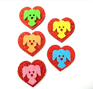 5 Adesivos Pet Coração Dog