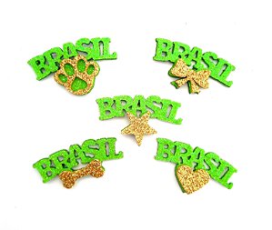 5 Adesivos Pet Brasil Verde com detalhe Dourado Copa do Mundo 2026