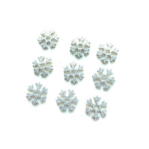 10 Adesivos Pet Floco Prata Natal