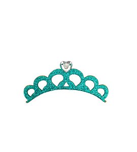 1 Adesivo Pet Tiara strass coração turquesa