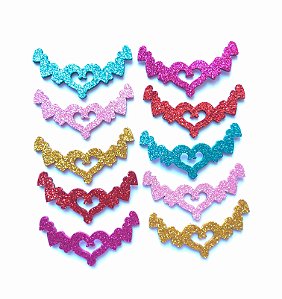 30 Adesivos Pet Tiara Coração Pingente