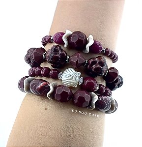 Mix Pulseiras Vinho | Ref: KITPLBR484