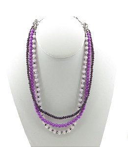 Colar Triplo Roxo  | Ref: CL1161