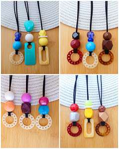 Kit Com 3 Colares Longo Ajustável Artesanal