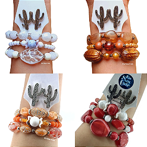 Mix Pulseiras com Brinco de Cacto