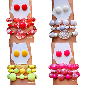 Mix Pulseiras com Brinco de Botão