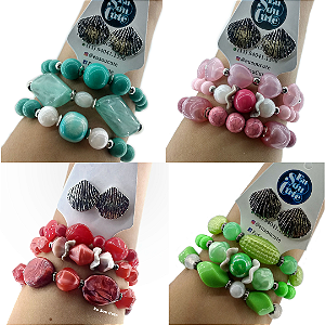 Kit Pulseiras com Brinco de Concha
