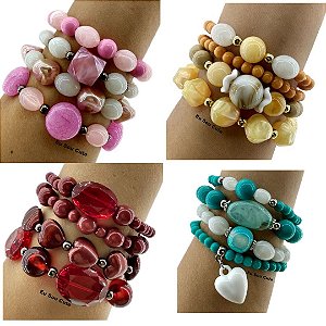 10 Mix Pulseiras com 10 cores - C/ 40 Un - Atacado/ Revenda