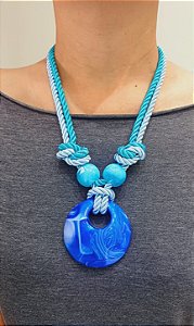 Colar Cordão de São Francisco Azul – Artesanal, Elegante e Atemporal | Ref: CL1216