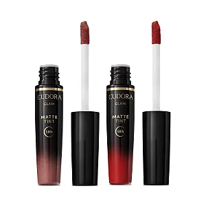 Combo Batom Líquido Glam Matte Tint: Rosé Vintage 4g + Vermelho Radiante 4g