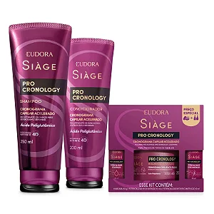 Kit Siàge Pro Cronology: Shampoo 250ml + Condicionador 200ml + Kit Cronograma Capilar Acelerado