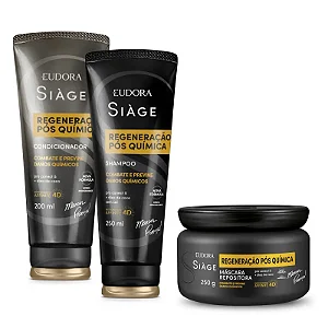 Kit  Siàge Pós Química: Shampoo 250ml + Máscara 250g + Condicionador 200ml