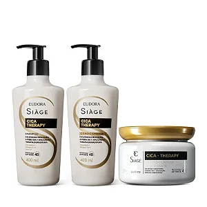 Kit Siàge Cica-Therapy: Shampoo 400ml + Condicionador 400ml + Máscara Capilar 250g