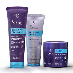 Combo Siàge Revela os Cachos: Shampoo 250ml + Condicionador 200ml + Creme para Pentear 500g