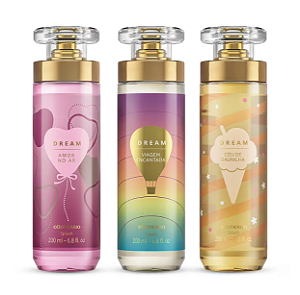 Combo Body Splash Dream: Viagem Encantada 200ml + Amor no Ar 200ml + Céu de Baunilha 200ml