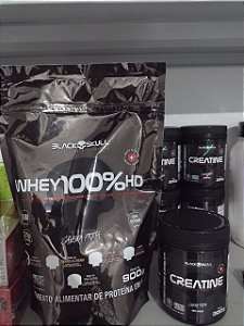 WHEY 100% HD 900G + CREATINA PURA 300G - BLACKSKULL