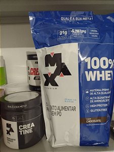 100% WHEY REFIL 900G + CREATINA 300G - MAX TITANIUM