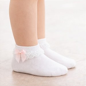 Meia Sapatilha Infantil com Renda e Aplique
