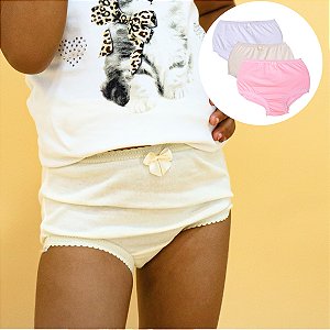 Calcinha infantil com laço - Kit com 3 peças