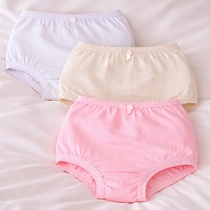 Calcinha infantil com laço - Kit com 3 peças