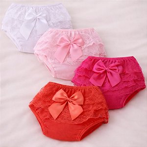 Calcinha Infantil com Rendas Largas e Laços