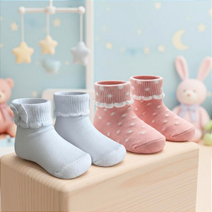 Meia Infantil de Algodão com Poá – Kit com 2 Pares
