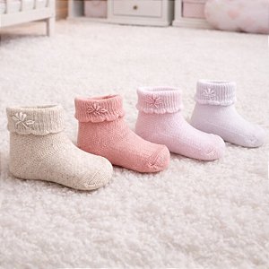 Meia Infantil de Algodão com Bordado Artesanal
