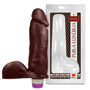 Prótese Realística com Vibrador e Escroto 20,5cm x 4,7cm - Marrom (001409)