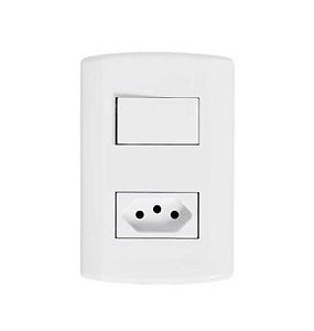 Conj. Interruptor 1 tecla simples + tomada 2p+t 20a 250v pluzie  cod 7218
