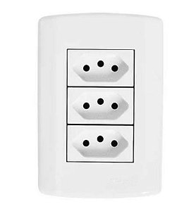 Conj. 3 tomadas modular branca 10a pluzie - 7215