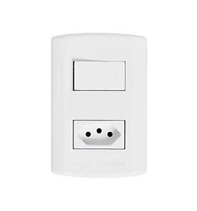 Conj. Interruptor 1 tecla 1 tomada modular branca 10a pluzie 7217