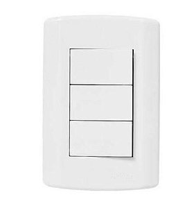 Conj. Interruptor 3 teclas simples branca c/placa pluzie - 7205
