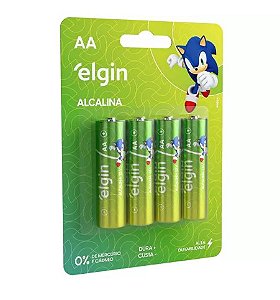 Pilha AA alcalina elgin c/ 4 unidades
