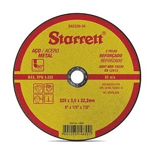 Disco de corte STARRETT 9'' (1/8"x7/8")exact - 8946 - dac230-34x