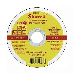 Disco de corte STARRETT 4.1/2 X 3/64 X7/8