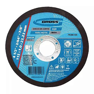 Disco de corte gross inox e metal, 115 x 1,0 x 22 mm- 0187 - 7436155