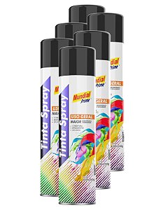 Tinta spray preto brilhante 400ml mundial ug prime FARDO C/6