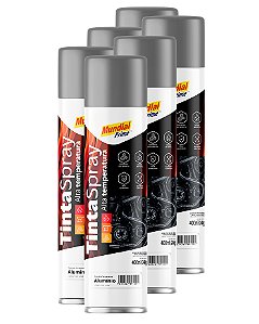 Tinta spray alta temp. Alumínio 400ml mundial prime FARDO C/6