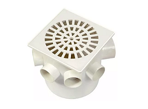 Caixa krona sifonada branca quadrada c/grelha 15x15x50